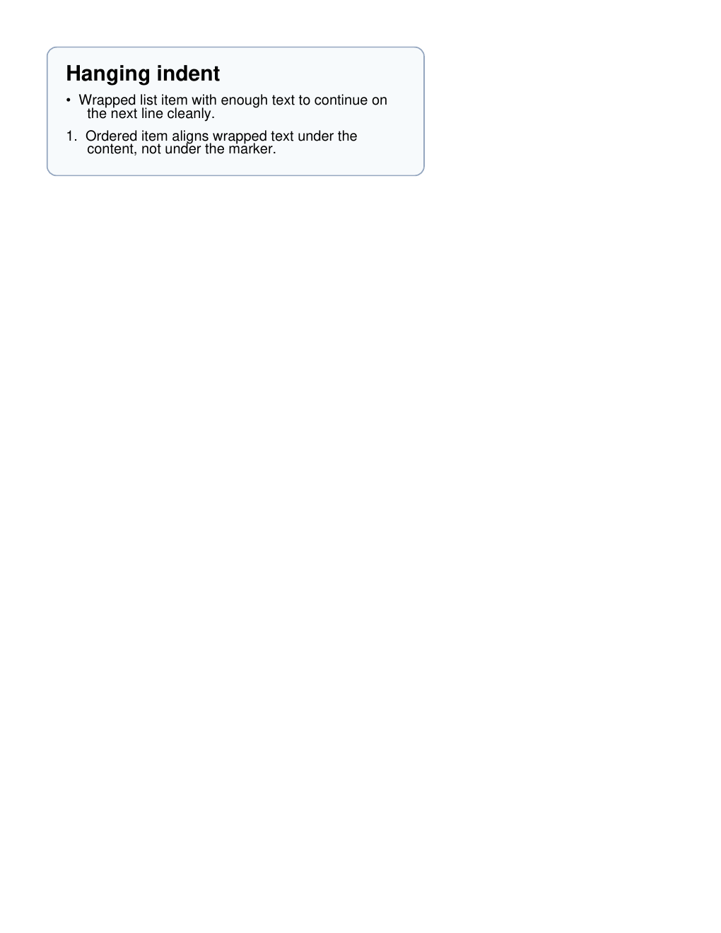 Hanging indent paragraph example